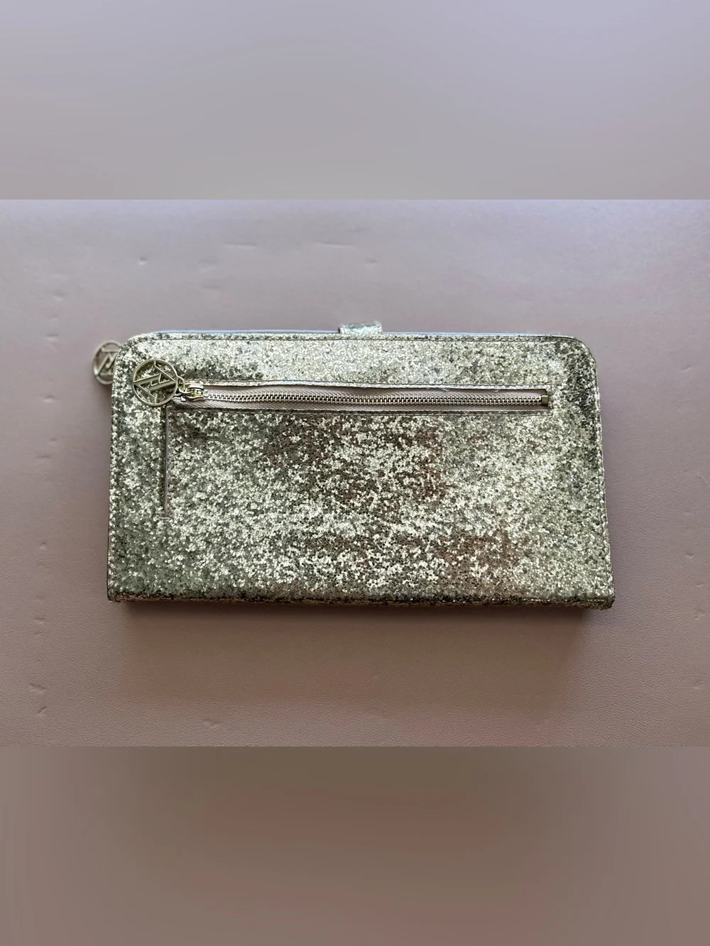 Adrienne Vittadini Gold Glitter Wallet/Wristlet